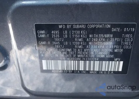 2019 Subaru Outback 2.5I Limited из США, поврежденный, VIN 4S4BSANC7K3303284